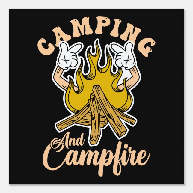 Camping & Campfire – Cool Camping Outdoorsy Camp Sign (Front)