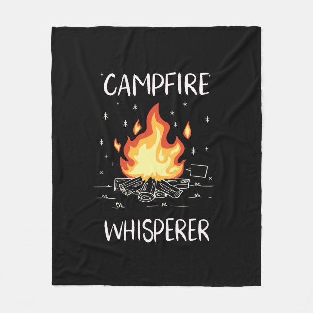 Camping Campfire Fleece Blanket (Front)