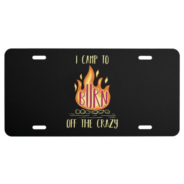 Camping Campfire Gifts License Plate (Front)