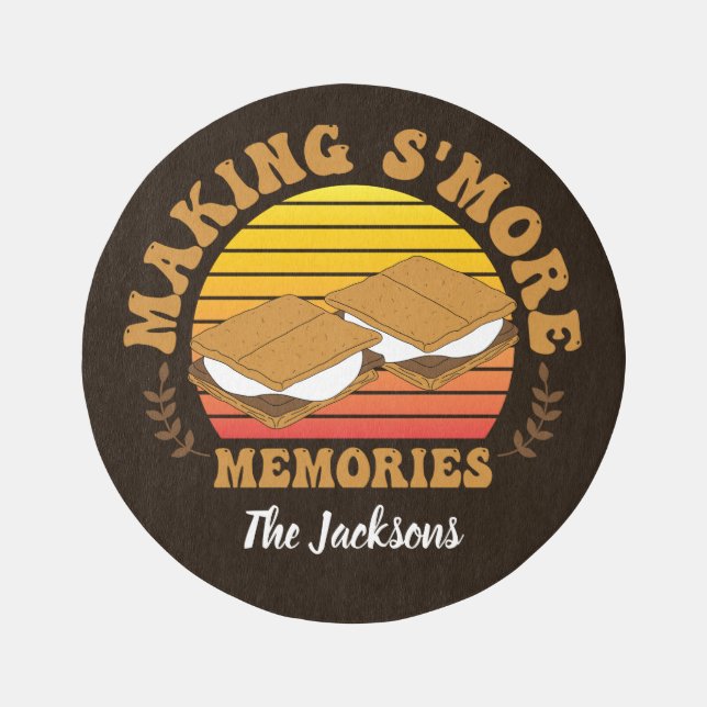 Camping Campfire Smores Family Name Outdoor Rug (Front)