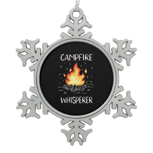 Camping Campfire Snowflake Pewter Christmas Ornament