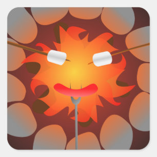 Camping Campfire Square Sticker