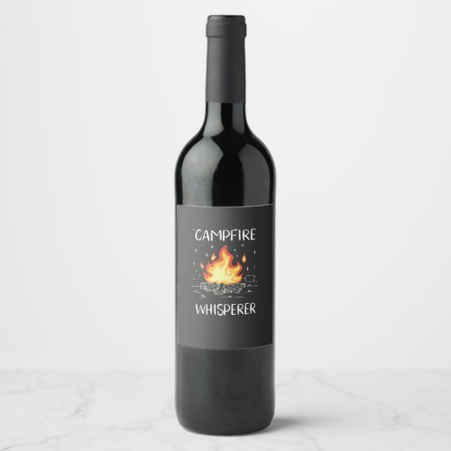 Camping Campfire Wine Label