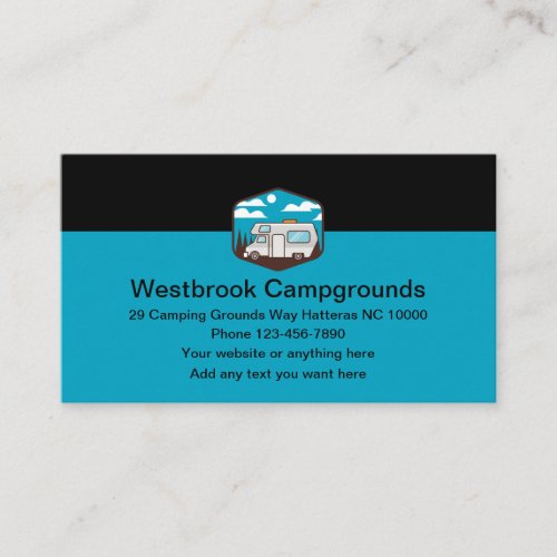 Camping Campgrounds Modern Business Cards