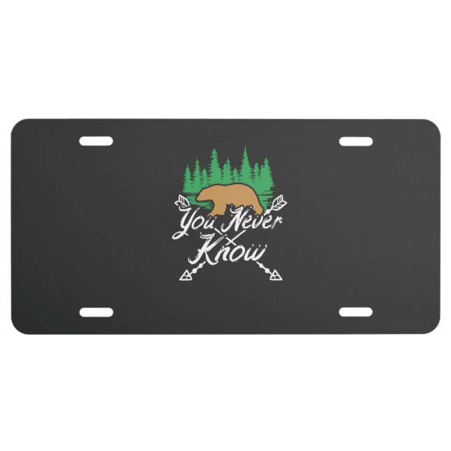Camping Camping Bear Gift License Plate (Front)