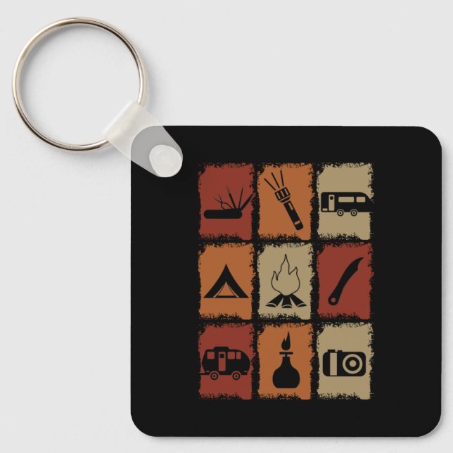 Camping - Camping Stuff Retro Keychain (Front)