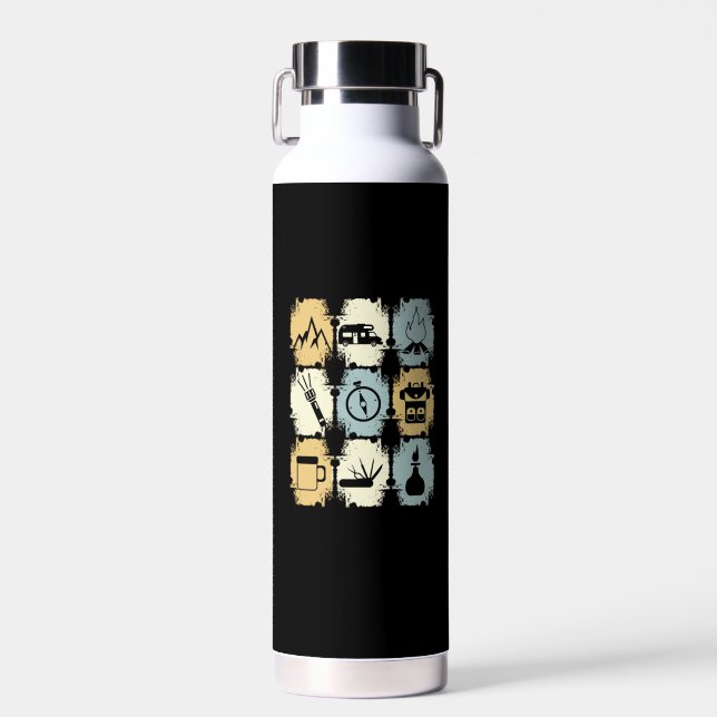 Camping - Camping Stuff Retro Water Bottle (Front)