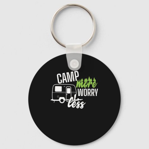 Camping caravan Camp More Less Keychain