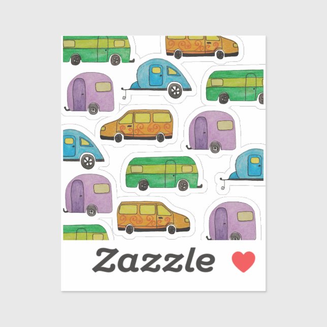 Camping caravans sticker (Sheet)