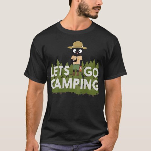 Camping Cat in Park Ranger uniform  Parkranger  T_Shirt