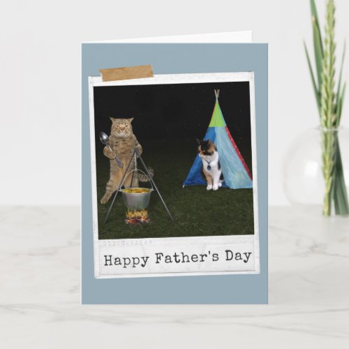 Camping Cats Happy Fathers Day Card