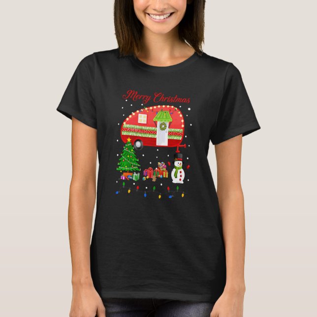 Camping Christmas Happy Camper Xmas Camp For Men W T-Shirt (Front)