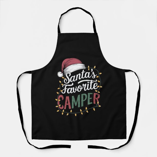Camping Christmas Santa's Favorite Camper Gift Apron (Front)