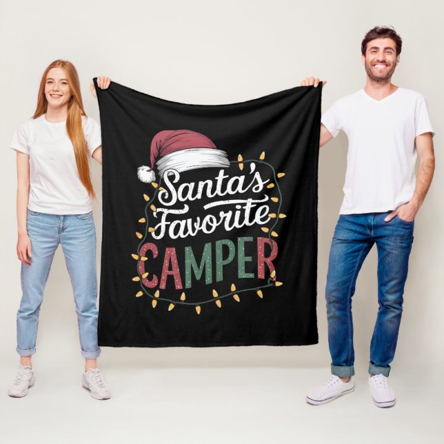 Camping Christmas Santa's Favorite Camper Gift Fleece Blanket (In Situ)
