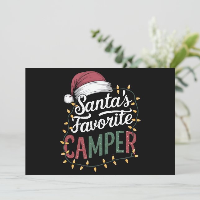 Camping Christmas Santa's Favorite Camper Gift Holiday Card (Standing Front)