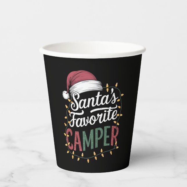 Camping Christmas Santa's Favorite Camper Gift Paper Cups (Front)