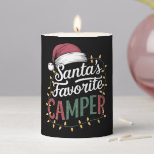 Camping Christmas Santa's Favorite Camper Gift Pillar Candle