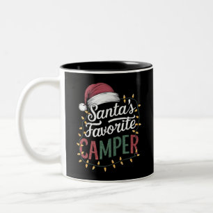 Camping Christmas Santa's Favorite Camper Gift Two-Tone Coffee Mug