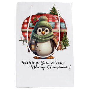 Camping Christmas Themed Camper Medium Gift Bag