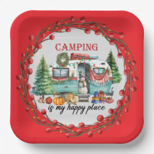 Camping Christmas Themed Paper Plates