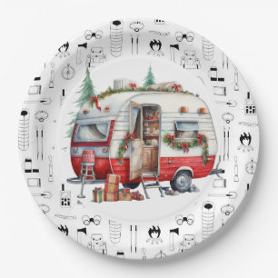 Camping Christmas Themed Paper Plates