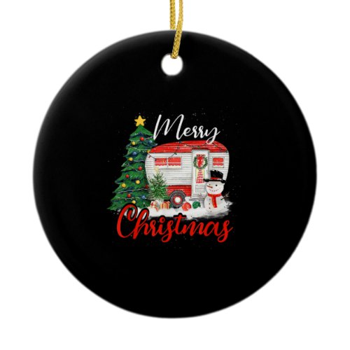 Camping Christmas Tree Shirt Lights Gift Camping L Ceramic Ornament