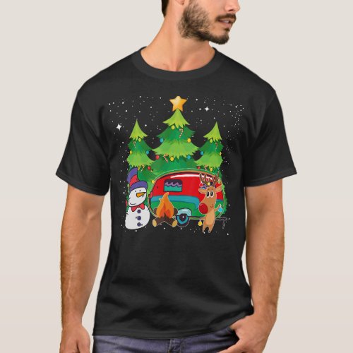 Camping Christmas Tree Snowman Reindeer Xmas For C T_Shirt