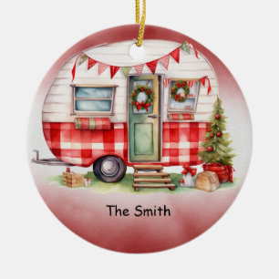 Camping Christmas Van for Camper Ceramic Ornament