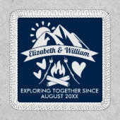 Camping couple mountain bonfire exploring together patch (Front)