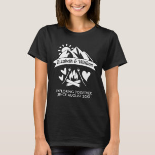 Camping couple mountain bonfire exploring together T-Shirt