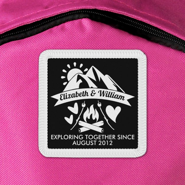 Camping couple mountains bonfire patch (Creator Uploaded)