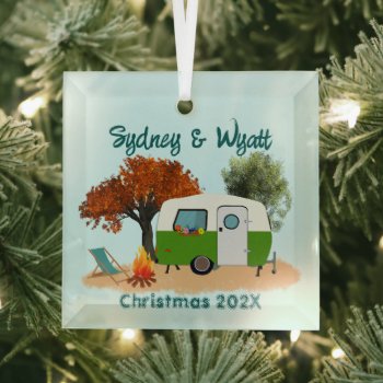 Camping Couple Personalized Christmas Ornament by holiday_store at Zazzle