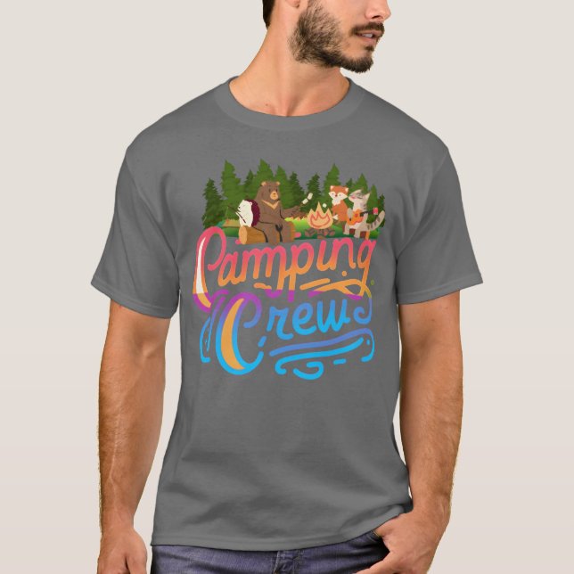 camping crew bear fo lyn retro T-Shirt (Front)