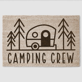 “Camping Crew” (Camper + Trees) Coir Doormat Fiber Doormat