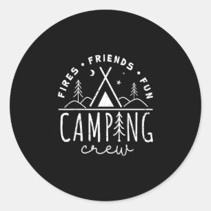 Camping crew camping outdoors travel campfire men classic round sticker