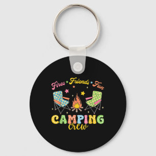 Camping Crew Family Friends Girls Kids Summer Vibe Keychain