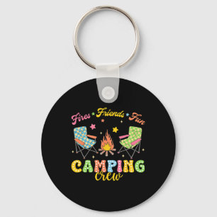 Camping Crew Family Friends Girls Kids Summer Vibe Keychain