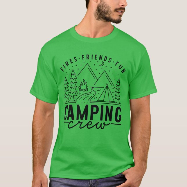 Camping Crew Fires Friends Fun Summer Camp T-Shirt (Front)