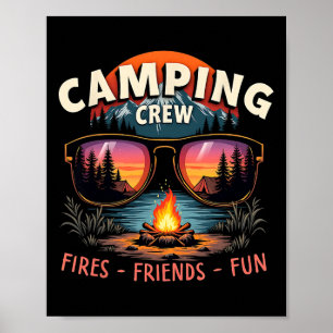Camping Crew Fires Friends Fun Vacation Summer Poster