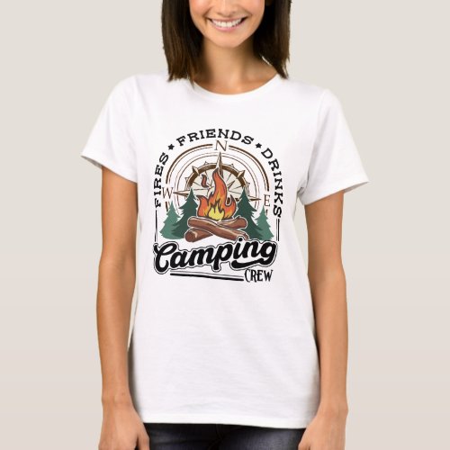 Camping Crew Fries Friends Drinks T_Shirt