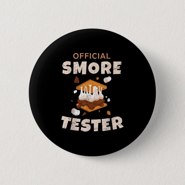 Camping Crew Official Smore Tester Marshmallows Sm Button (Front)