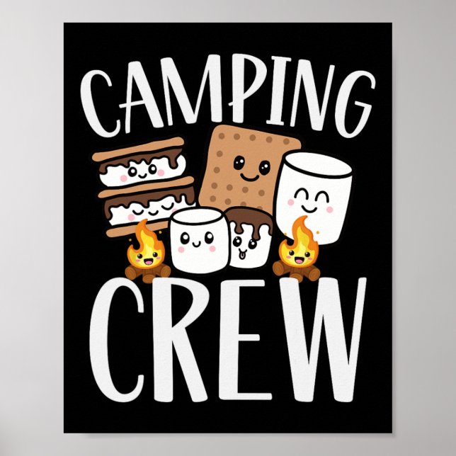 Camping Crew Smore Campfire Group Squad Team Kids  Poster (Front)