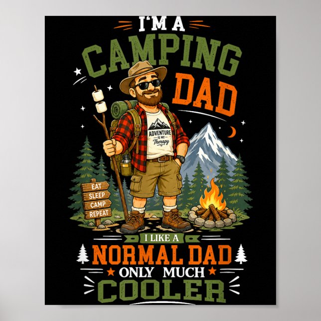 Camping dad adventure is therapy camper father poster (Front)