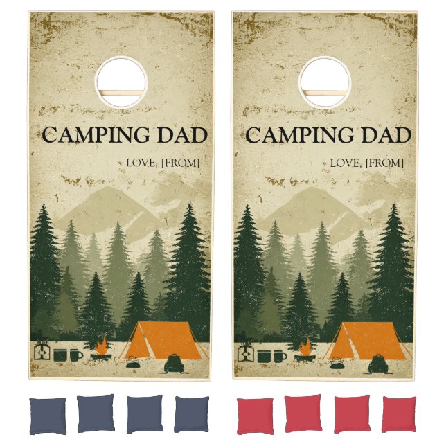 CAMPING DAD Custom Cornhole Set Fathers Day Gift  (Set)