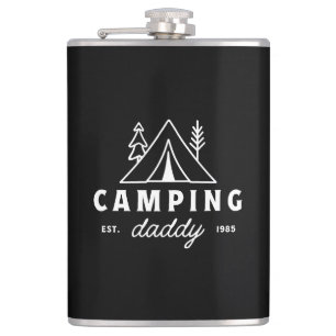 Camping dad funny father camper forest retro black flask