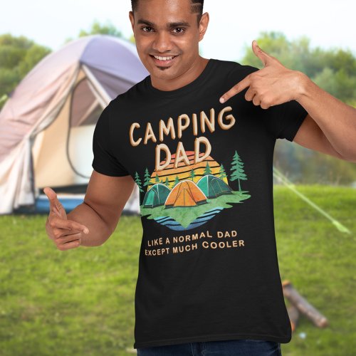 Camping Dad Funny Outdoors Vacation Vintage Sunset T_Shirt