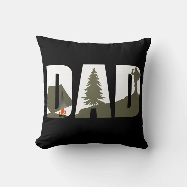 Camping Dad Hiker gift Throw Pillow (Front)