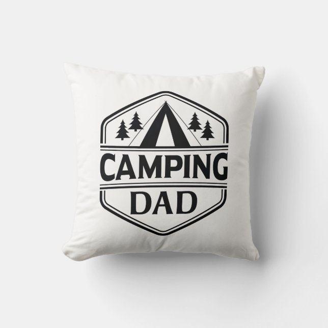 Camping Dad Throw Pillow (Front)