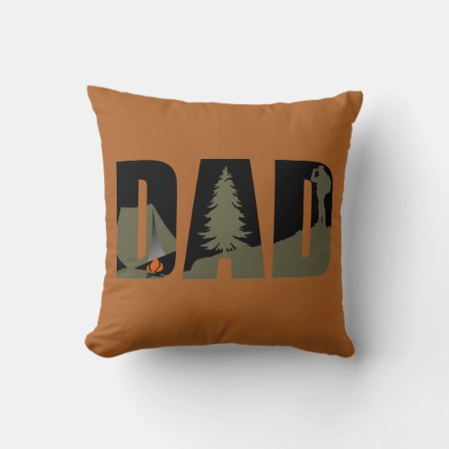 camping dad throw pillow