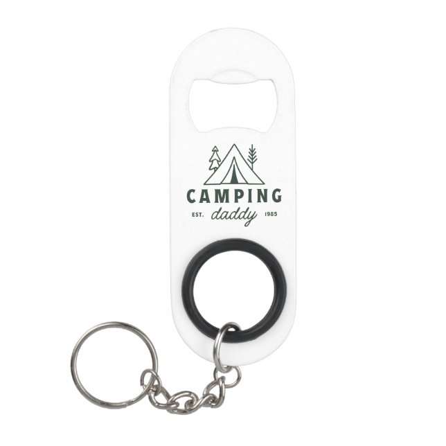 Camping daddy dad camper father funny keychain bottle opener (Front)